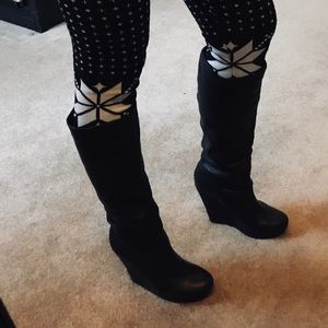 ALDO Knee High Black Leather Boot